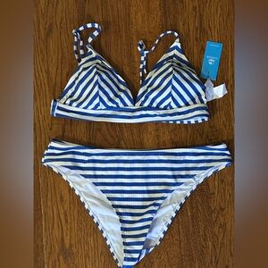 Cupshe Nautical Blue and White Bikini NWT Size Large